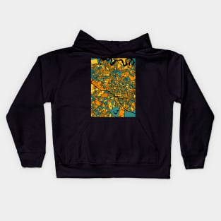 Bucharest Map Pattern in Orange & Teal Kids Hoodie